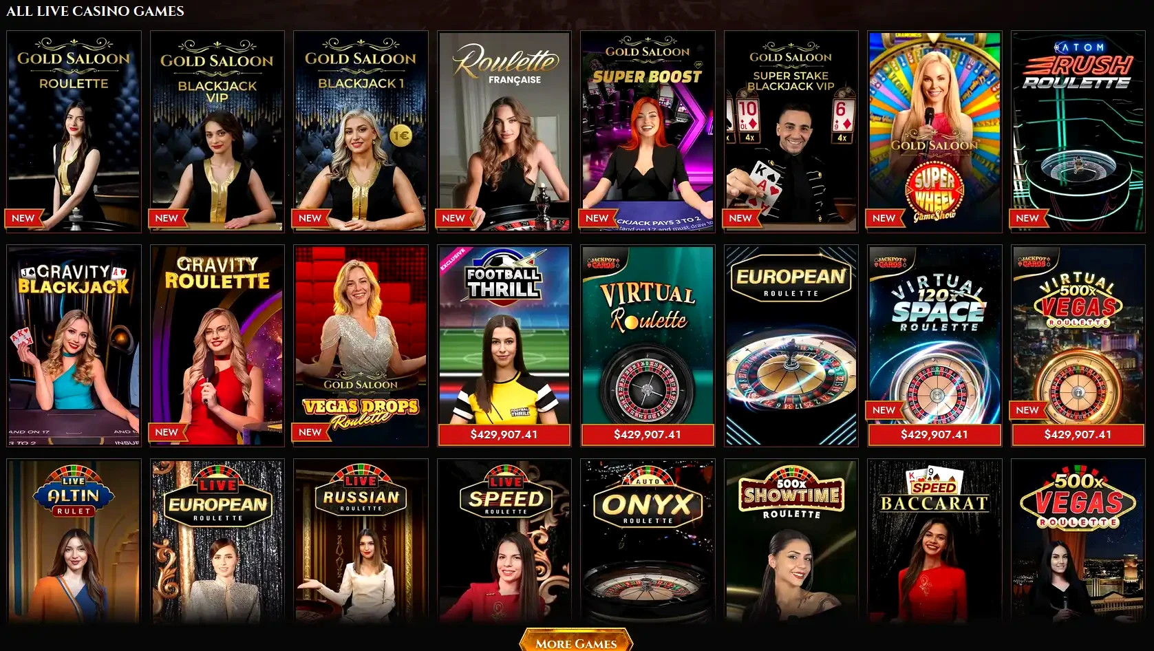Kinbet Online Casino Spielübersicht